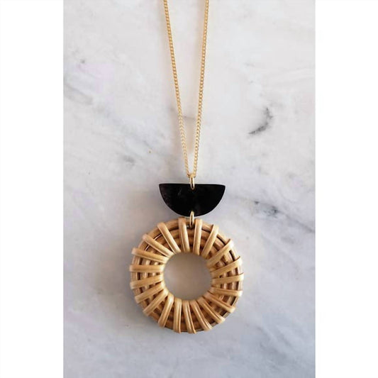 Ninh Binh Buffalo Horn & Rattan Donut Pendant Necklace