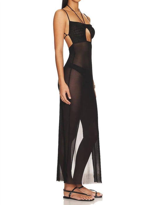 We Wore What - Mesh See Through Halter Neck Maxi Dress