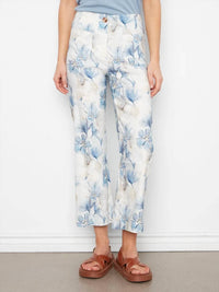 Charlie B - Printed Cropped Linen Blend Pants
