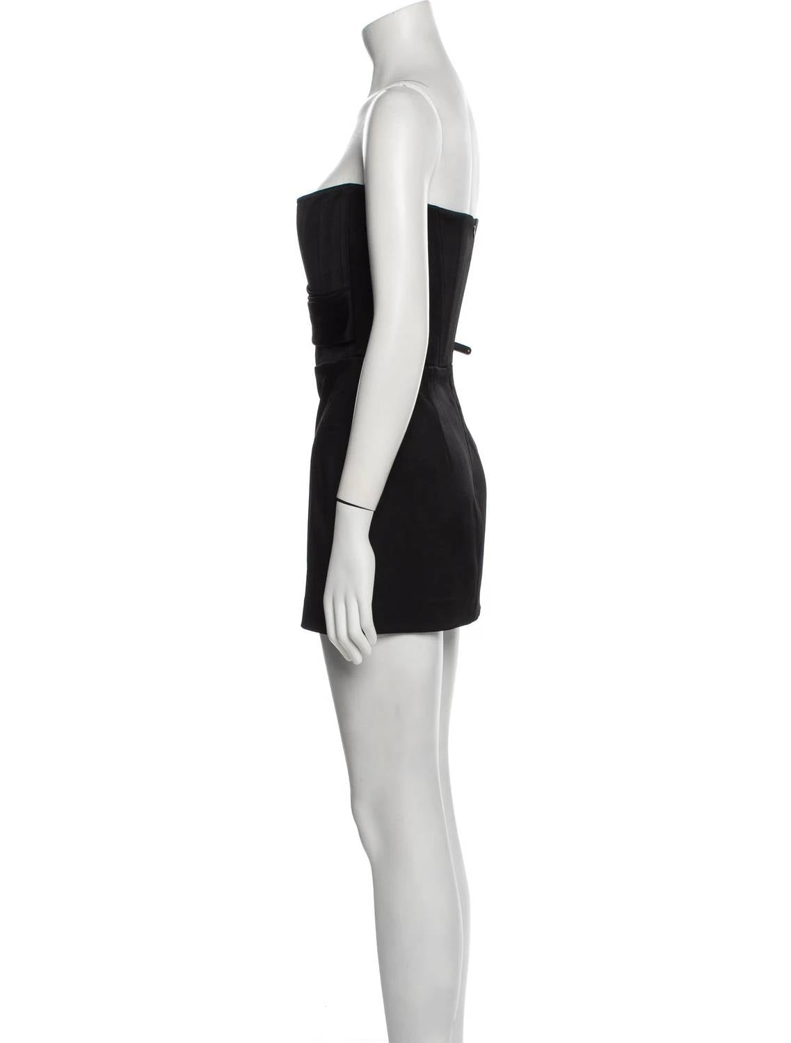 Alex Perry - Satin Crepe Strapless Corset Drape Mini Dress