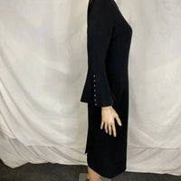Lela Rose Women’s Bell Sleeve Wool Crepe Midi Dress in black - women's dress - detail view