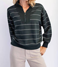 Rae Mode - Scuba Stripe V-neck Jacket - Plus