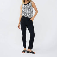 Esqualo - Saga Sleeveless Ikat Print Two Tone Top
