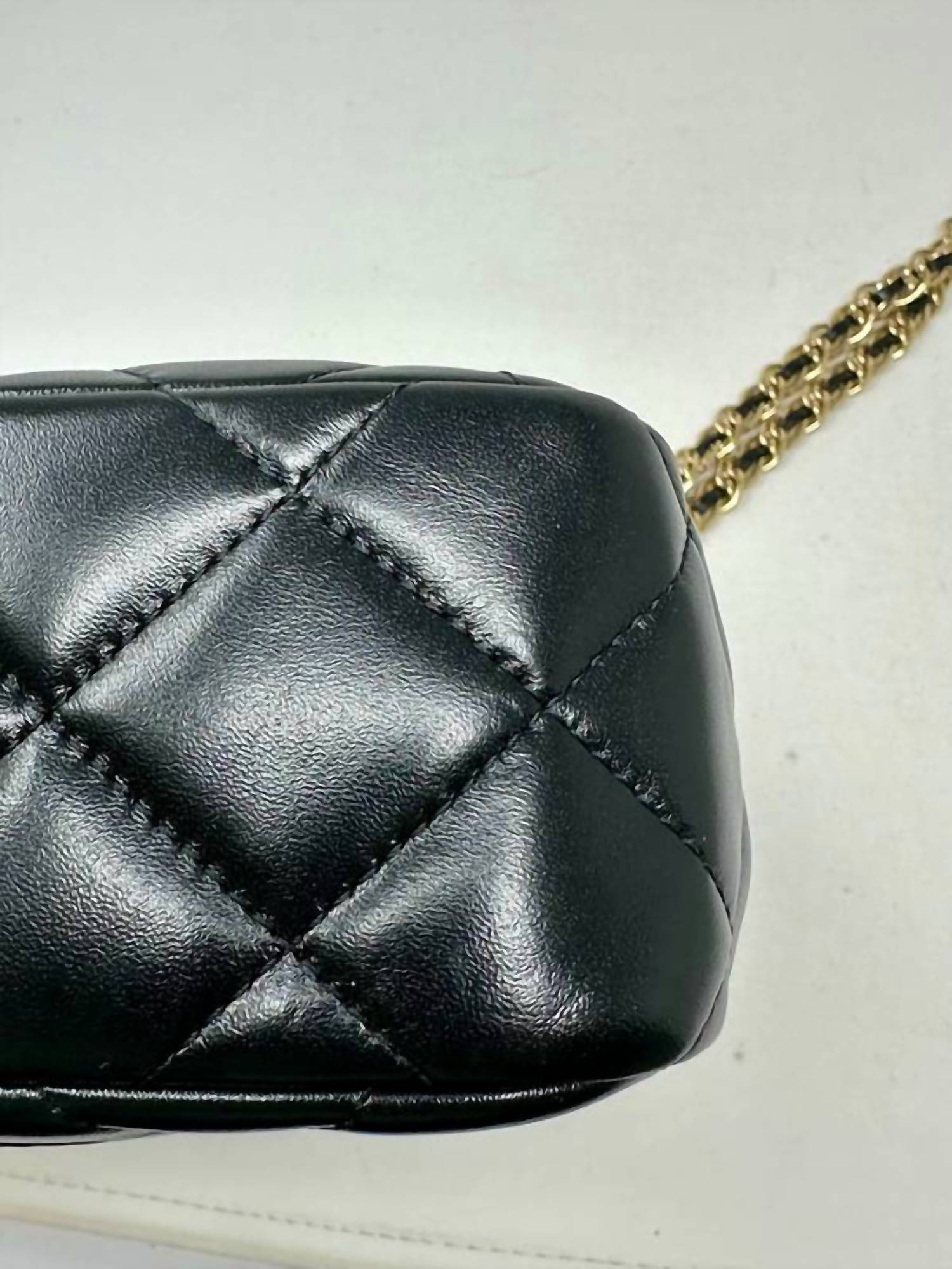 Chanel - Preloved Quilted Lambskin Flap Bag With Gold Top Handle And Crossbody Chain