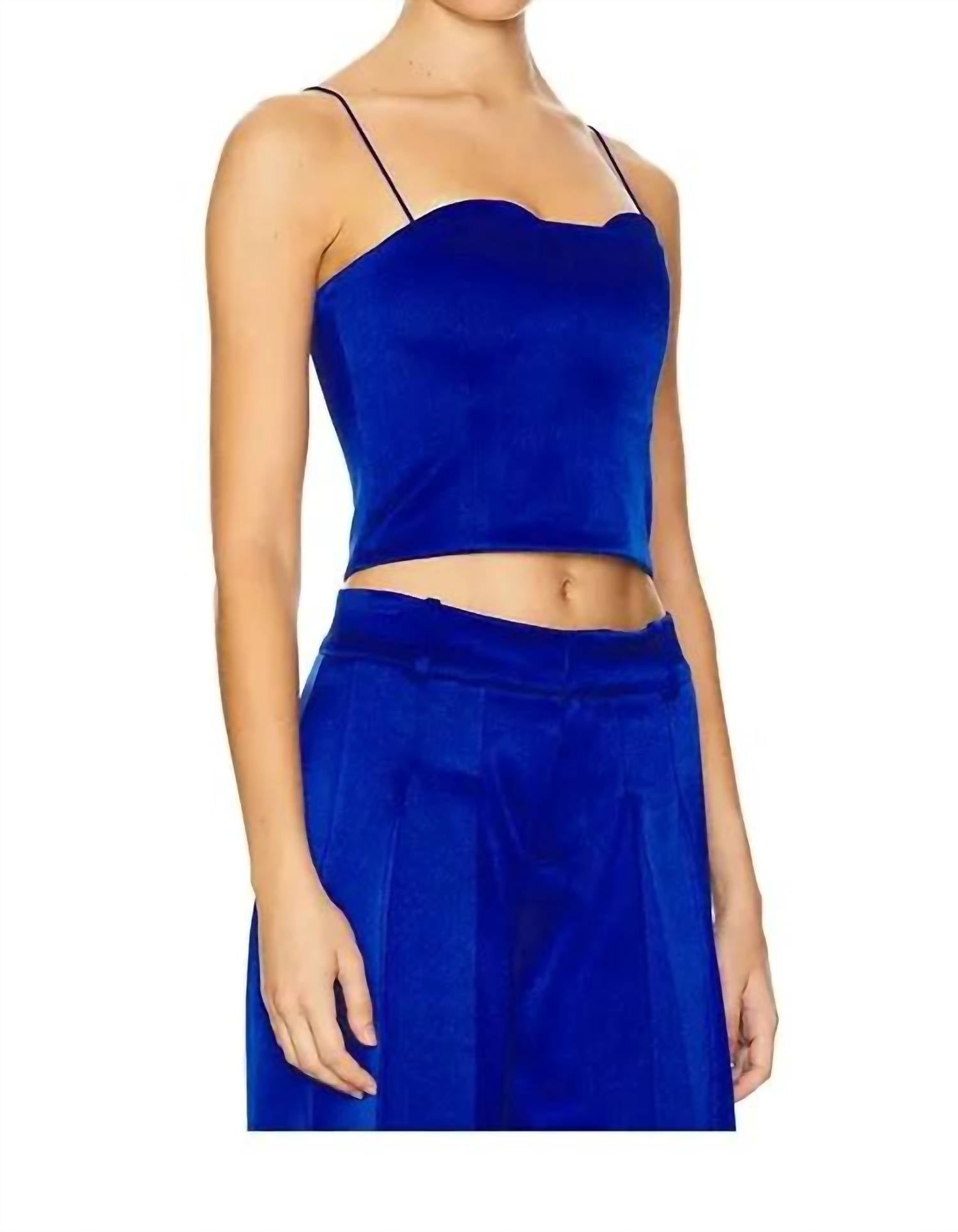 alice + olivia Ada Bustier Cropped Top in 0470 royal sea4 - women's shirt - alternate view