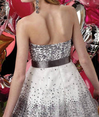 ALYCE PARIS Embellished A-line Prom Dress in diamond white charcoal - women's dress - detail view