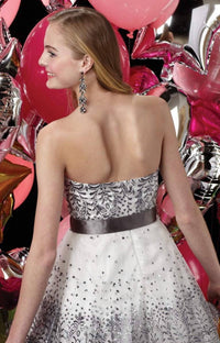 ALYCE PARIS Embellished A-line Prom Dress in diamond white charcoal - women's dress - alternate view