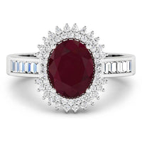 Diana M Jewels Women's Oval Natural Ruby Fashion Ring (2.82 Ct) - Signature in 14k white gold - women's jewelry