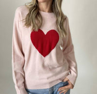 SIX/FIFTY I Love U Sweetheart Sweater in pink - women's sweater