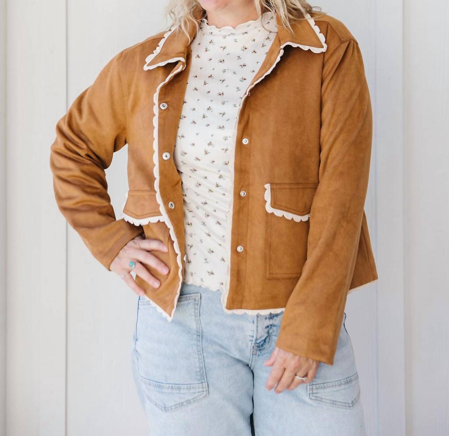 Polagram Meg Suede Jacket in camel - women's jacket