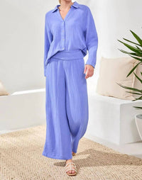 Tribal - Crinkle Gauze Elastic Waist Flowy Pants