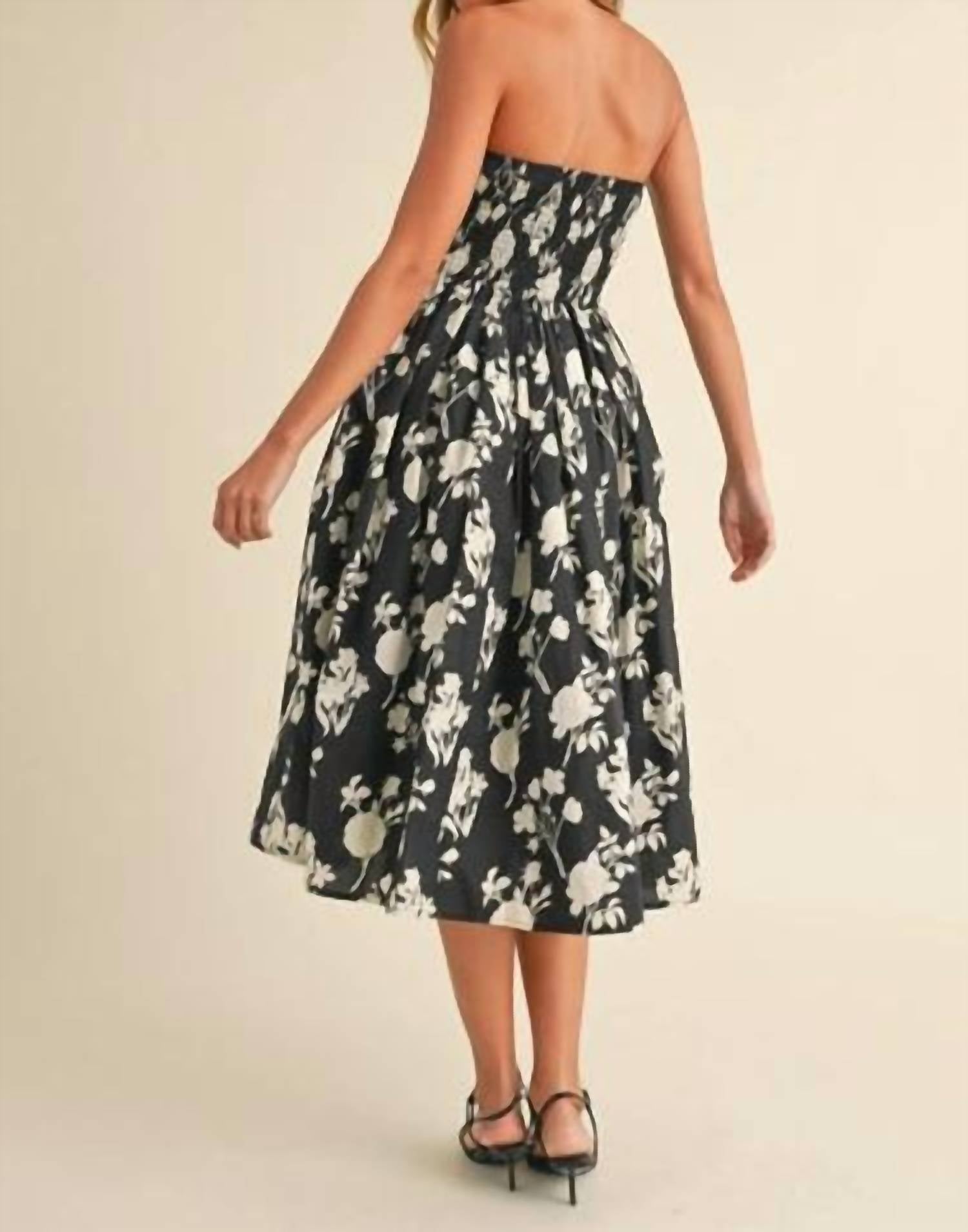 Klesis - Strapless Flare Midi Dress