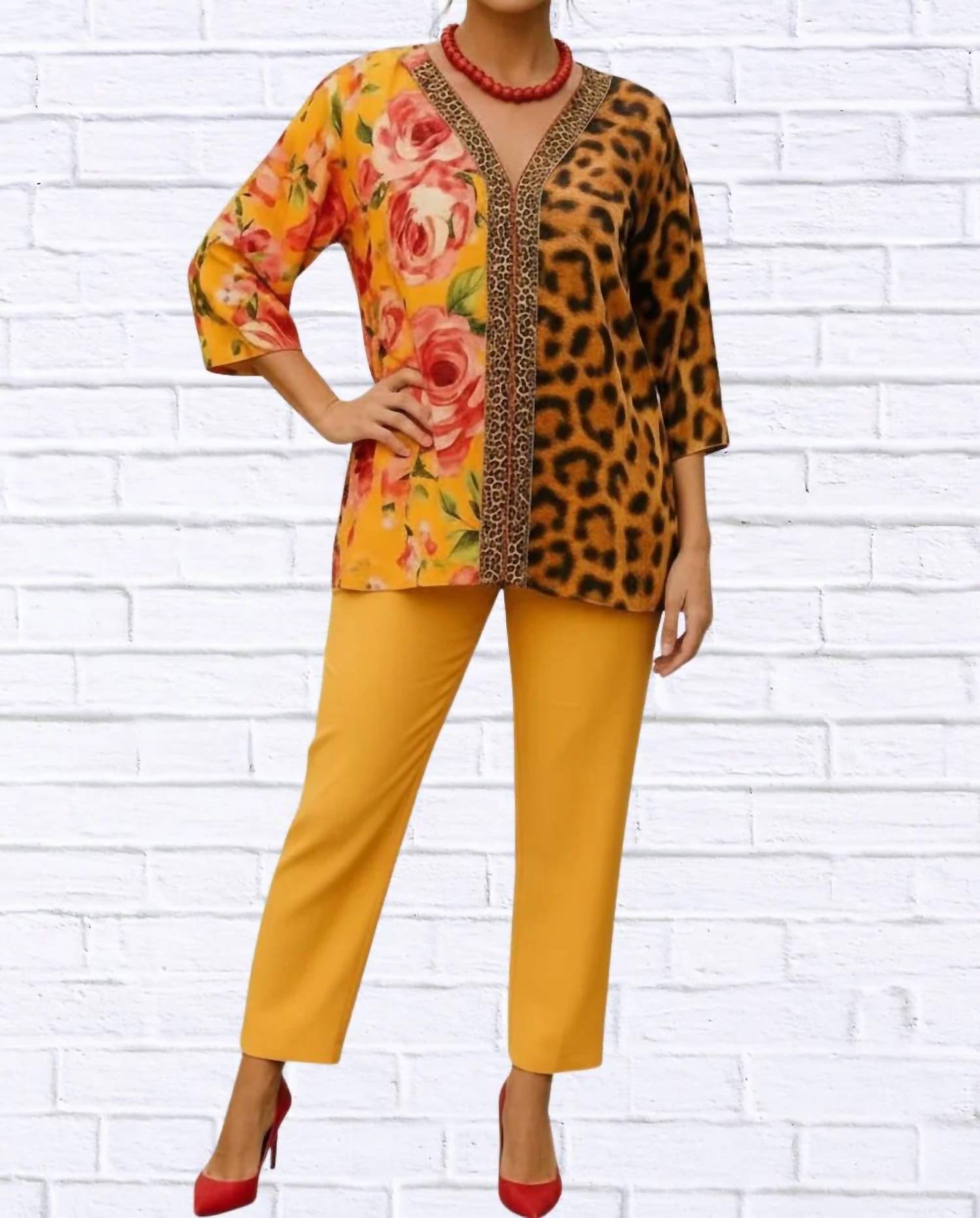 Diva Usa - Chiffon Animal Floral Blouse