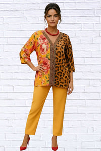 Diva Usa - Chiffon Animal Floral Blouse