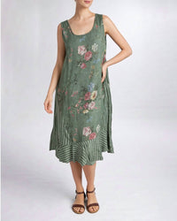 Tempo Paris - Sleeveless Floral Stripe Dress