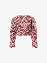 Farm Rio - Bicolor Jacquard Waves Long Sleeve Top