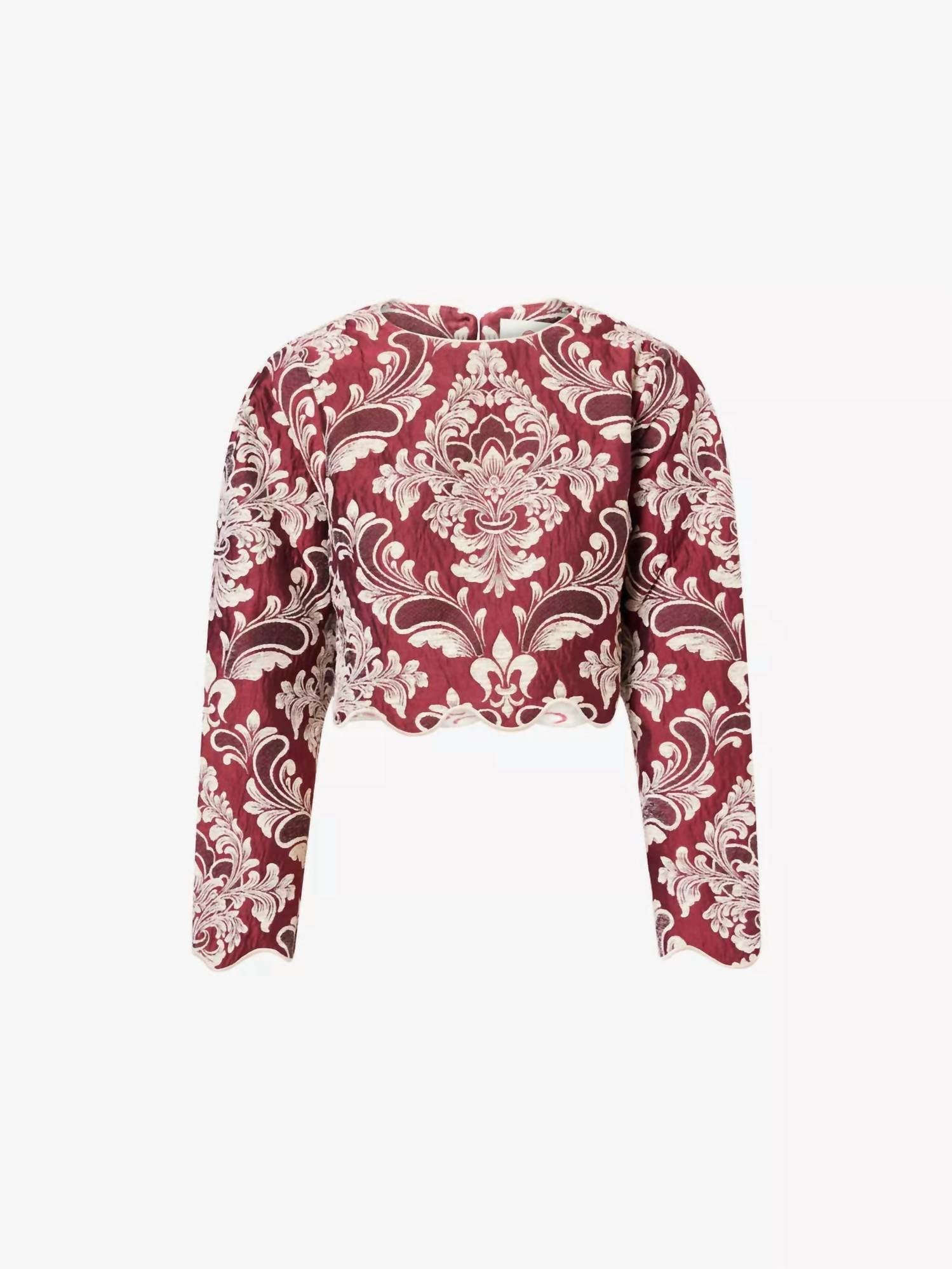 Farm Rio - Bicolor Jacquard Waves Long Sleeve Top