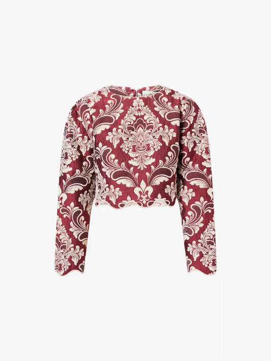 Farm Rio - Bicolor Jacquard Waves Long Sleeve Top