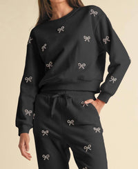 Endless Blu. - Jewel Bow Cotton Pullover Sweater