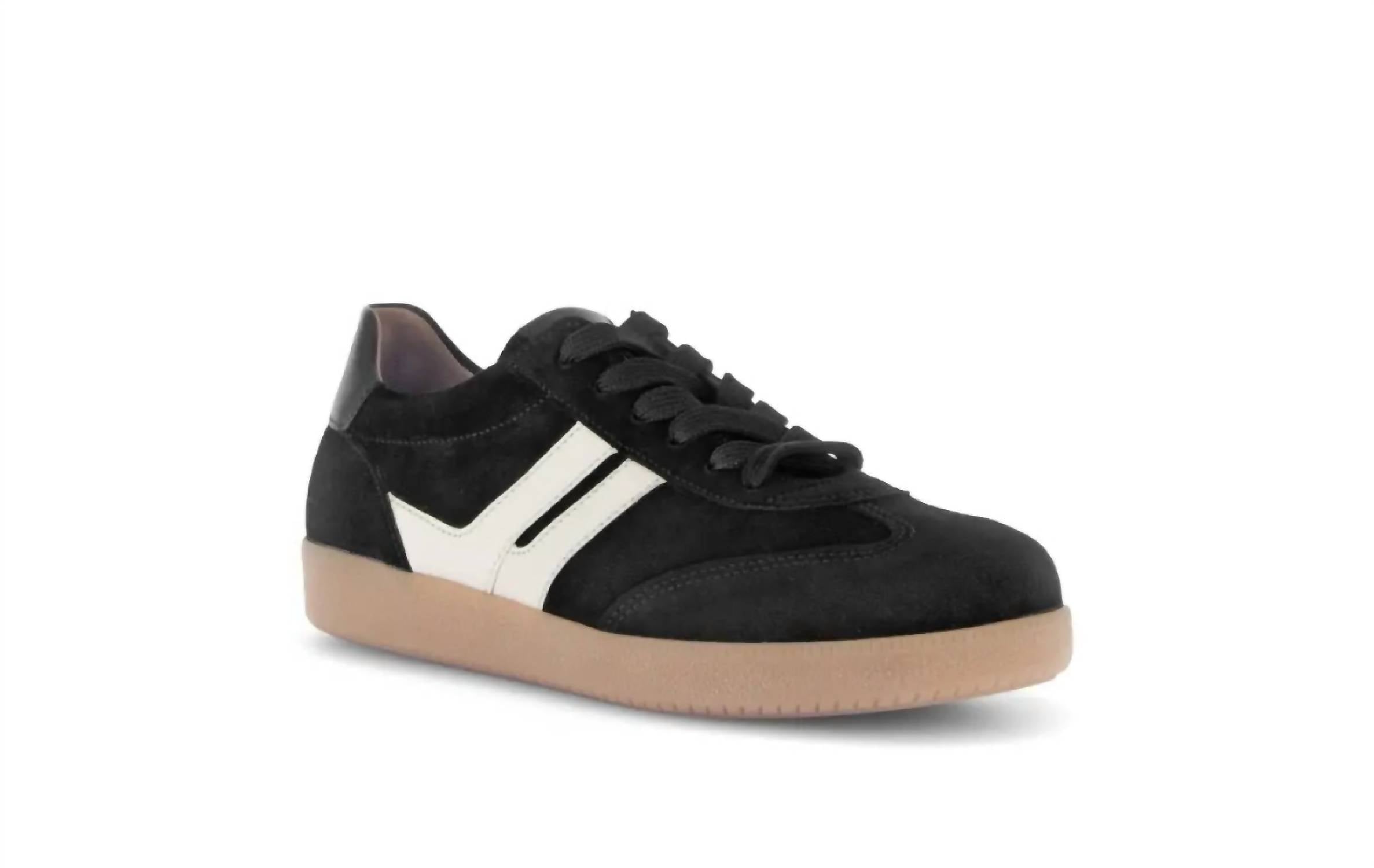 GABOR Women's Velour Round Toe Sneakers in black - women's sneaker