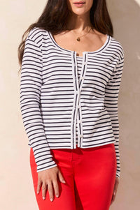 Tribal - Wear 2 Ways Crew Neck Button Down Cardigan
