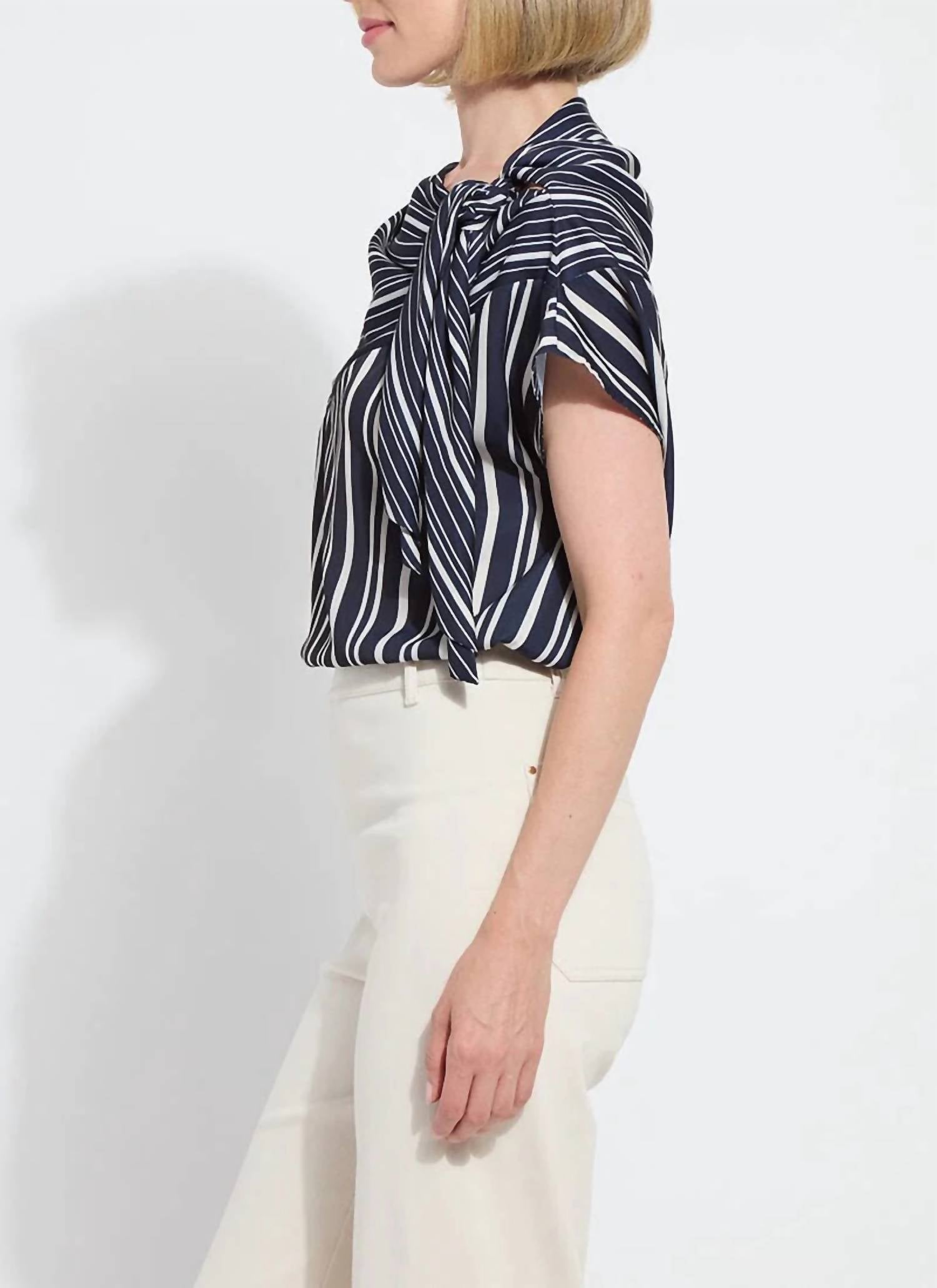 Lysse - Tamar Stripe Bow-tie Neck Top