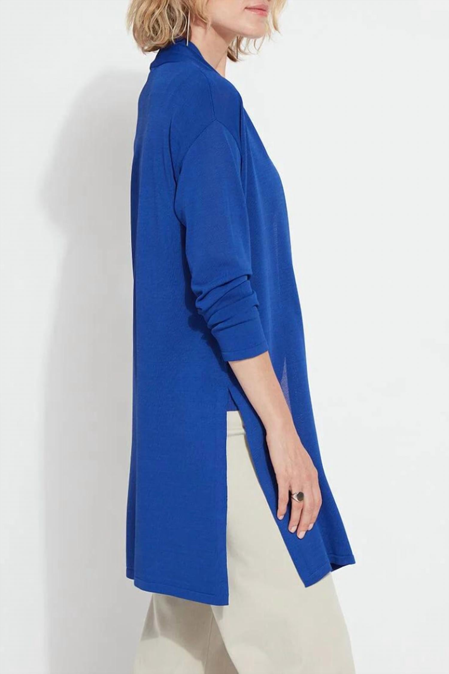 Lysse Avril Knit Duster in cobalt pop - women's sweater - alternate view