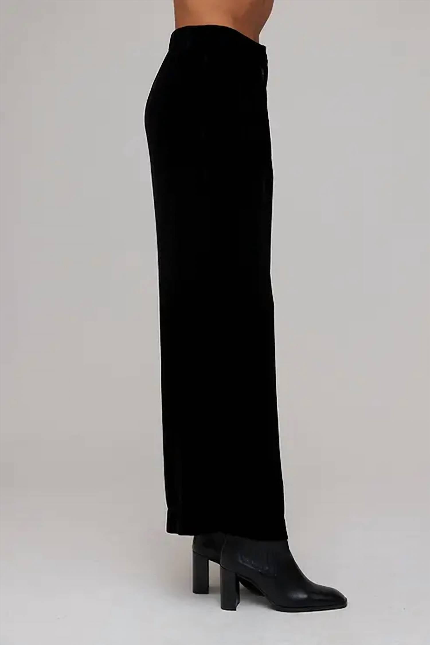Bella Dahl Velvet Wide Leg Trouser in black - women's pants - alternate view