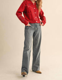 &merci Cozy Cherry Knit Sweater Cardigan in red - women's cardigan - view 4