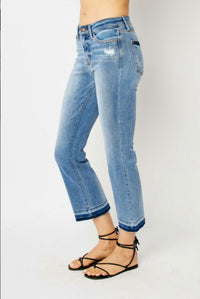Judy Blue - Mid Rise Release Hem Cropped Bootcut Jeans