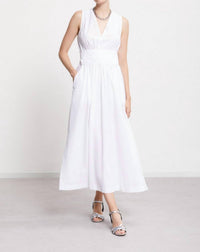 Ottod'ame Poplin V-neck Long Dress in bianco - women's dress