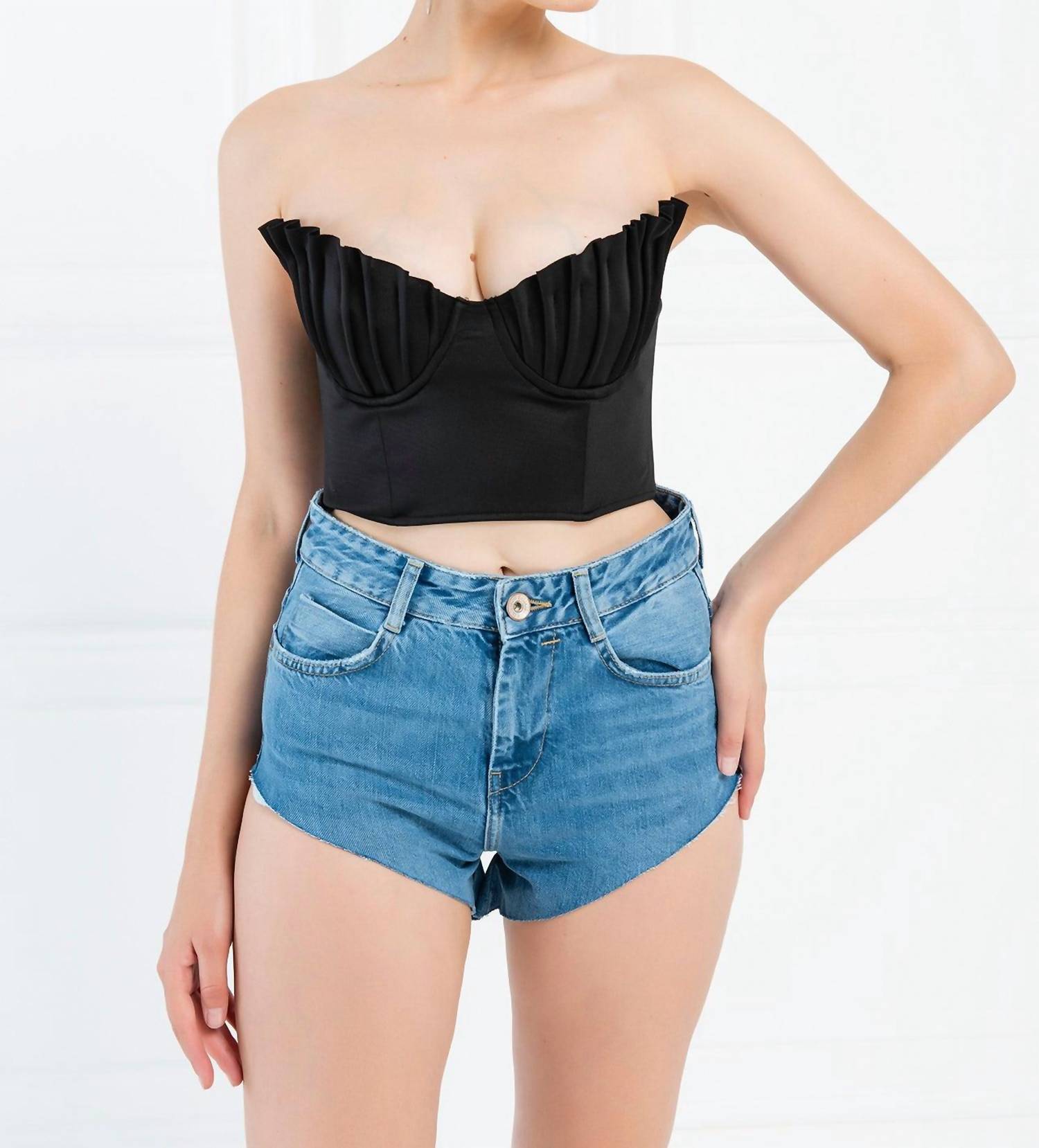 Kikiriki - Ariela Pleated Shell Bust Crop Bustier Top