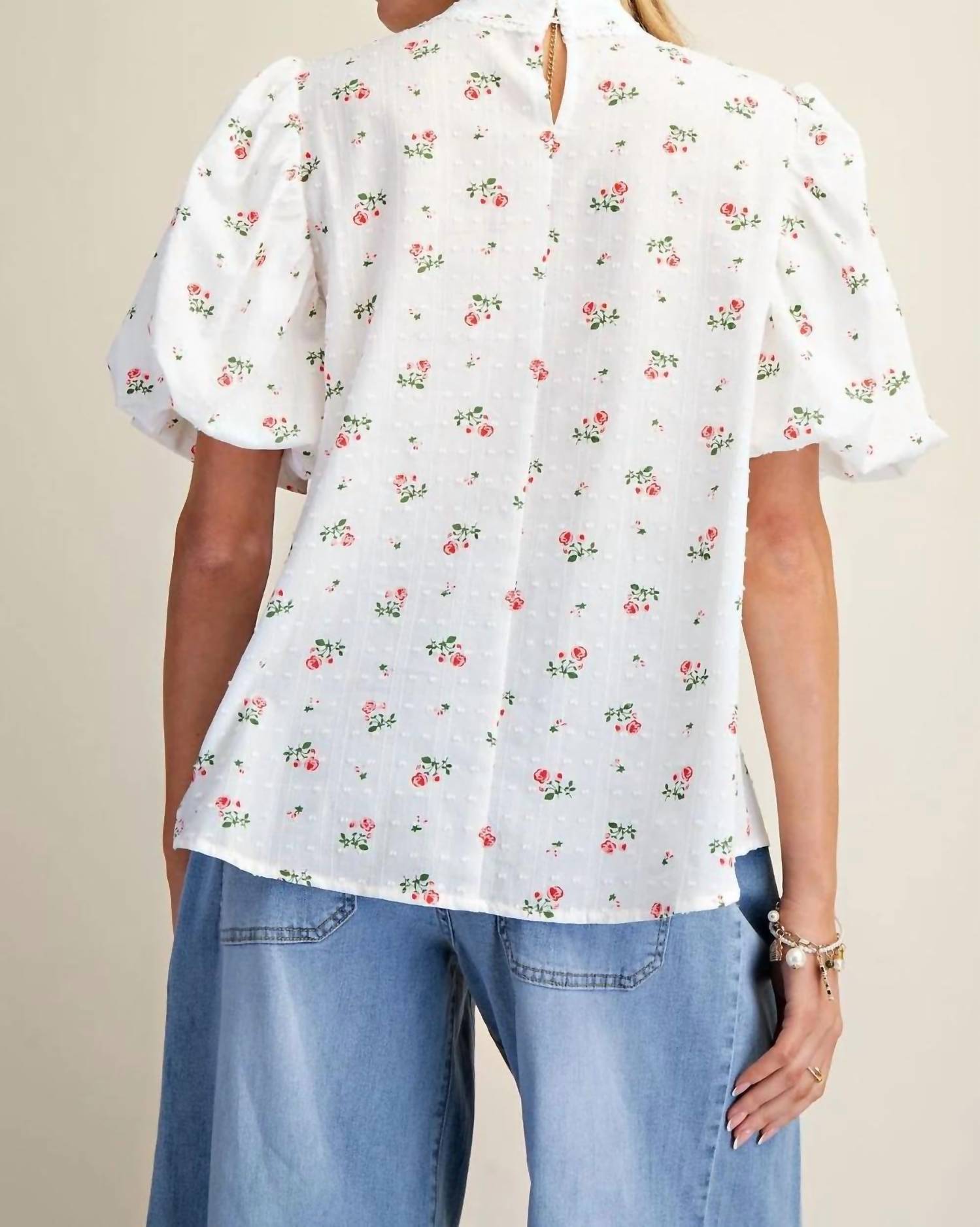Easel - Voile Puff Sleeves Top