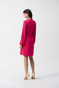 Joseph Ribkoff - Long Puff Sleeves V-neck Dress