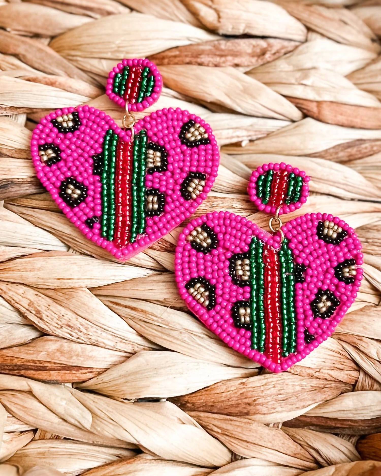 White Label - Women's Heart Beaded Earrings