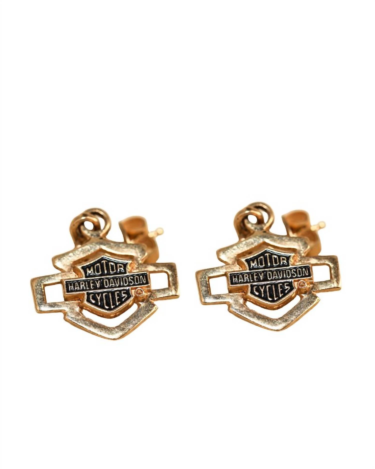 Harley Davidson - Women's Dangle Bar Shield Nail Head Earrings