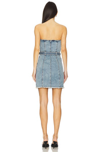 STEVE MADDEN MATILDA DENIM DRESS in blue frosting - women's dress - detail view