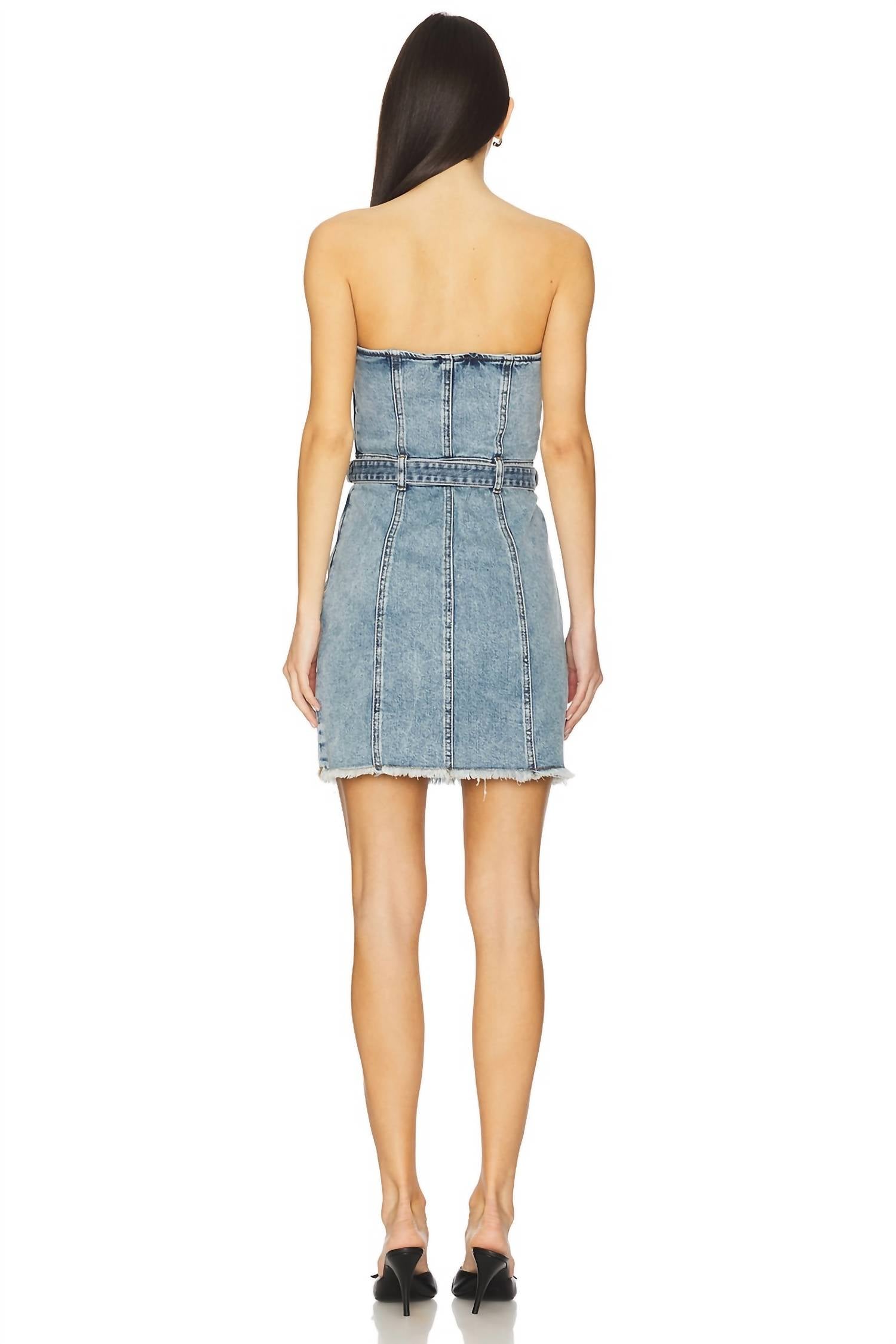 STEVE MADDEN MATILDA DENIM DRESS in blue frosting - women's dress - detail view