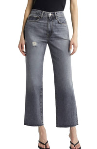 Frame - Le Jane Raw Hem High Waist Ankle Wide Leg Jeans