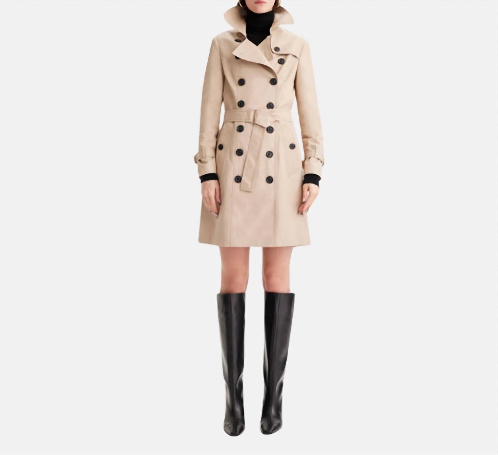 THEO the Label Chloe Double Breasted Trench Coat in sustained grey - women's jacket