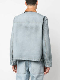 DIESEL Intentionally Dirty Effect Full Zip J-chart Jacket in blue brown - men's jacket - view 5