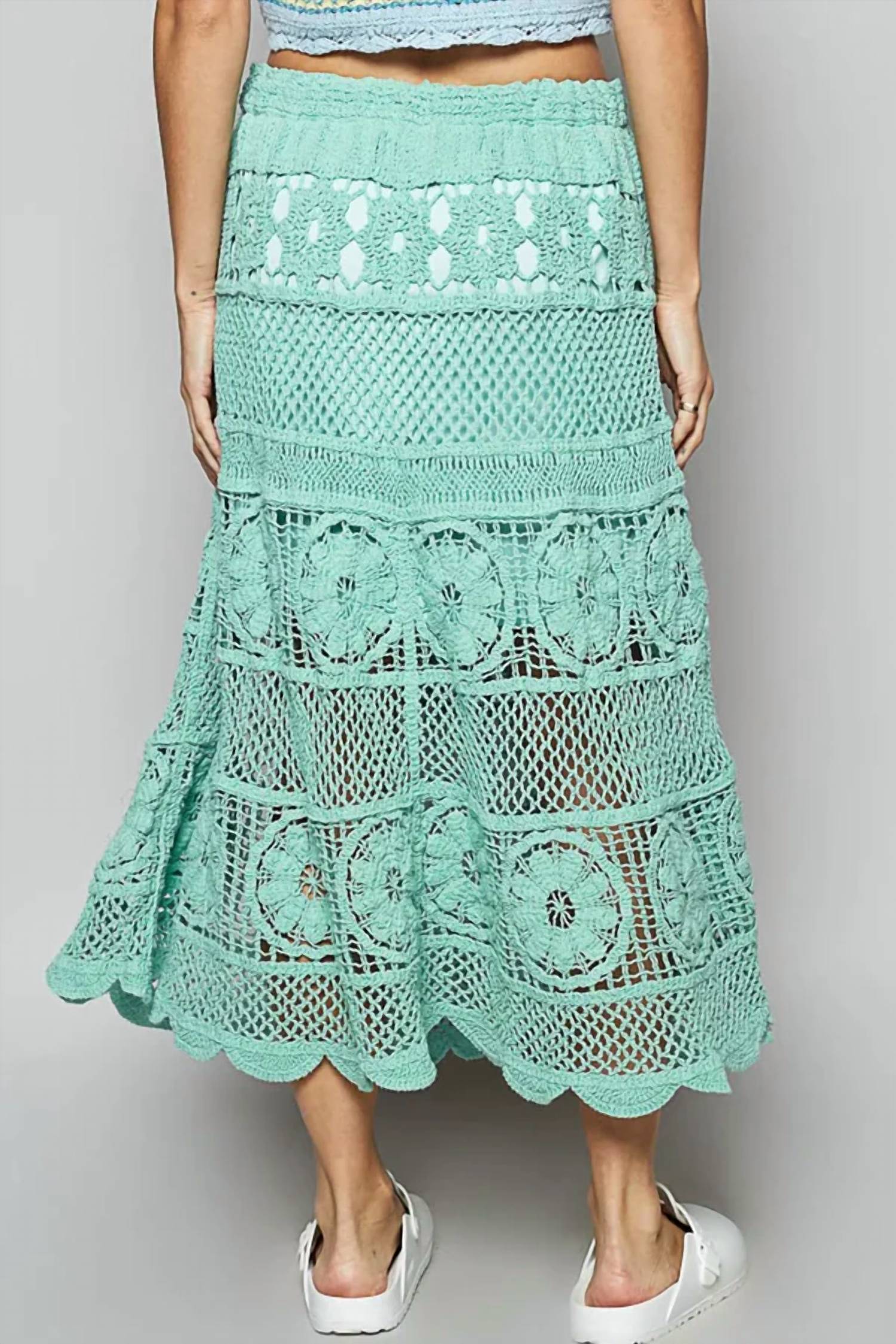 Pol - Lace Tiered Midi Skirt