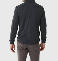 PETER MILLAR Grant Birdseye Quarter-zip Pullover in charcoal - men's sweater - alternate view