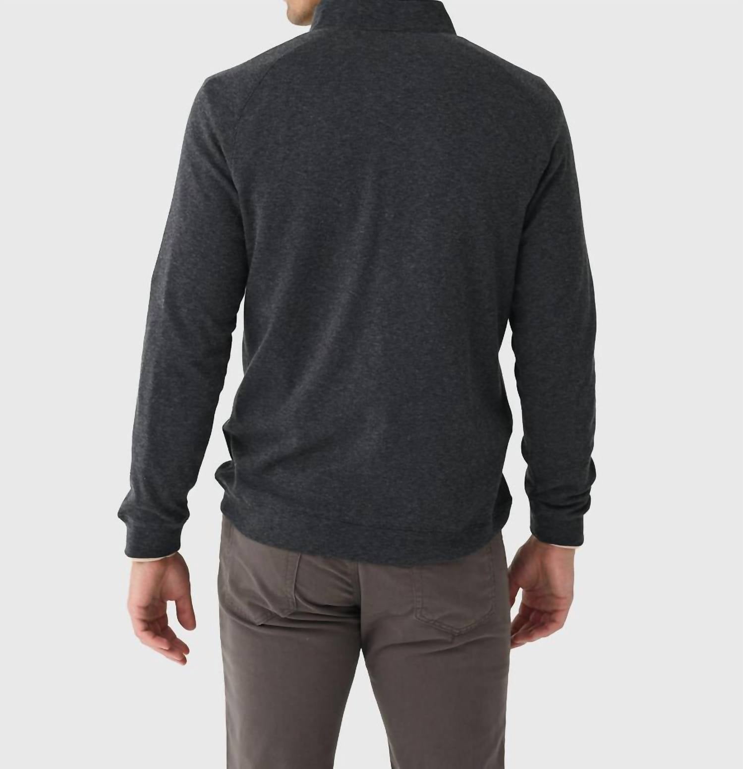PETER MILLAR Grant Birdseye Quarter-zip Pullover in charcoal - men's sweater - alternate view