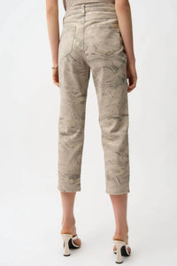 Joseph Ribkoff - Metallic Abstract Print Slim Crop Jeans