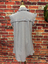 Simply Southern Women's Ruffle Button-down Shirt Dress in blue - women's dress - alternate view