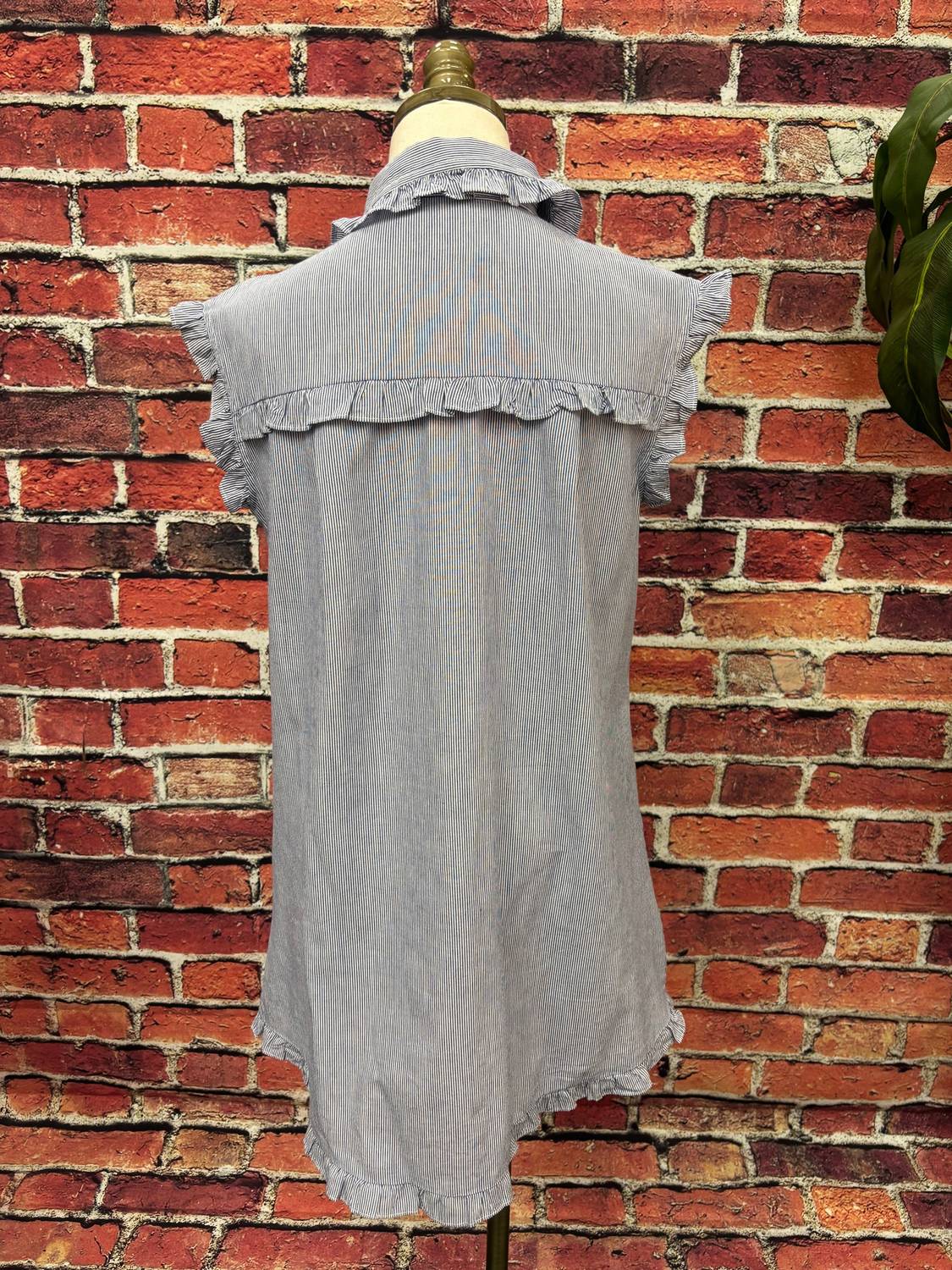 Simply Southern Women's Ruffle Button-down Shirt Dress in blue - women's dress - alternate view