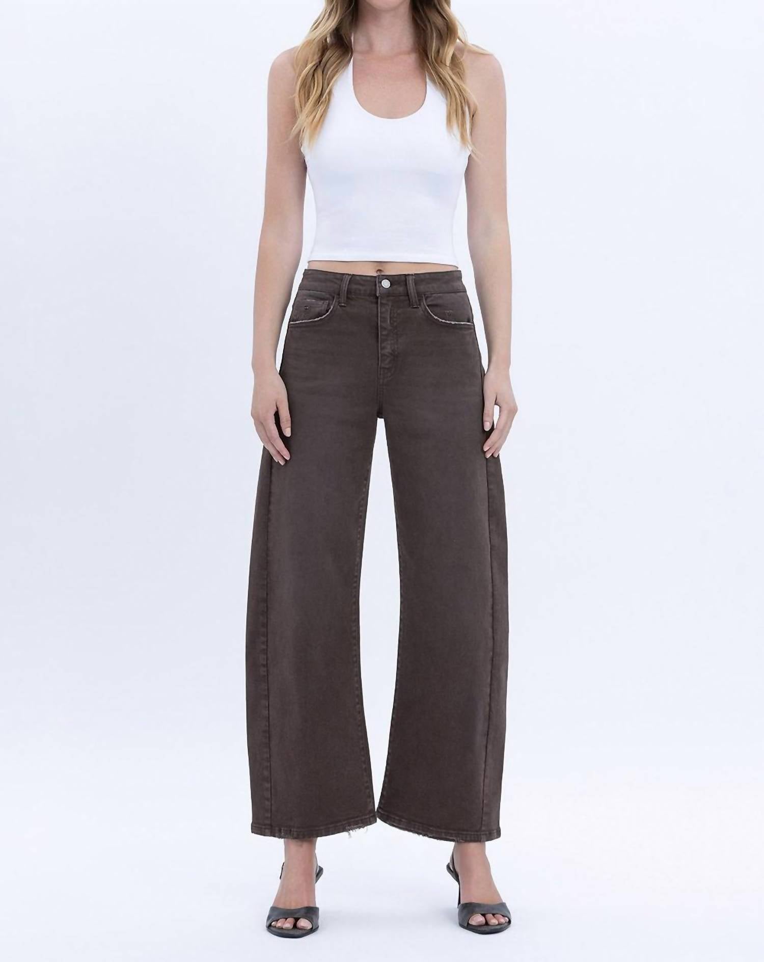 VERVET BY FLYING MONKEY High Ankle Barrel Jean in toast - women's jeans