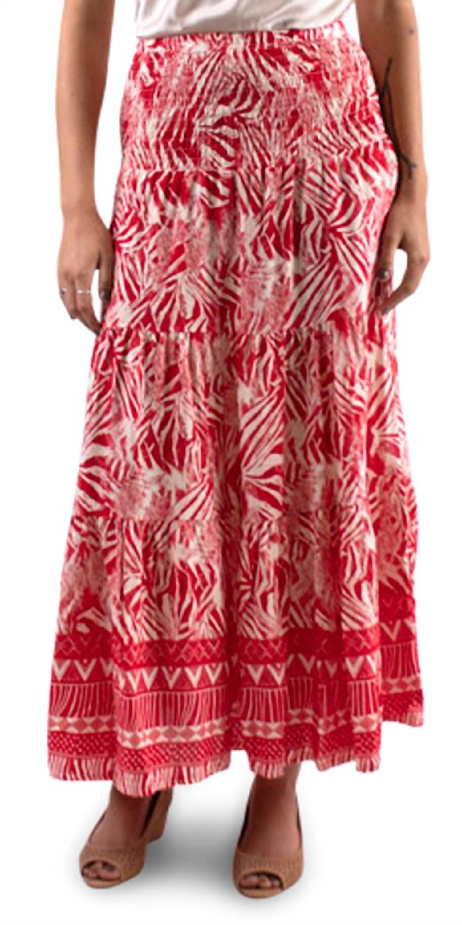 GIGI MODA Tribale Maxi Skirt in red - women's skirt