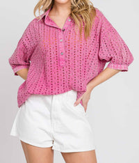 Elleborn - Cotton Eyelet Washed Top